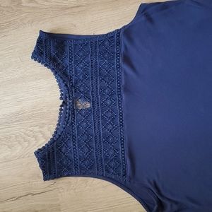 H&M Blue Sleeveless Crochet Top, Size M